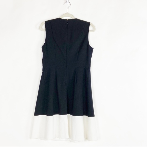 Calvin Klein Sleeveless Black with White Hem Fitted Midi Cocktail Sheath Dress - Picture 2 of 15